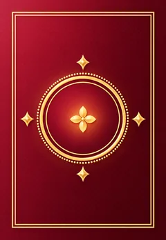 Crimson card back with a gold flower